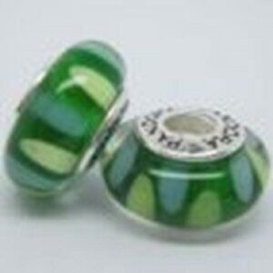 Blue & Green Murano Glass Bead - Fits most Pandora or Troll Style Bracelets